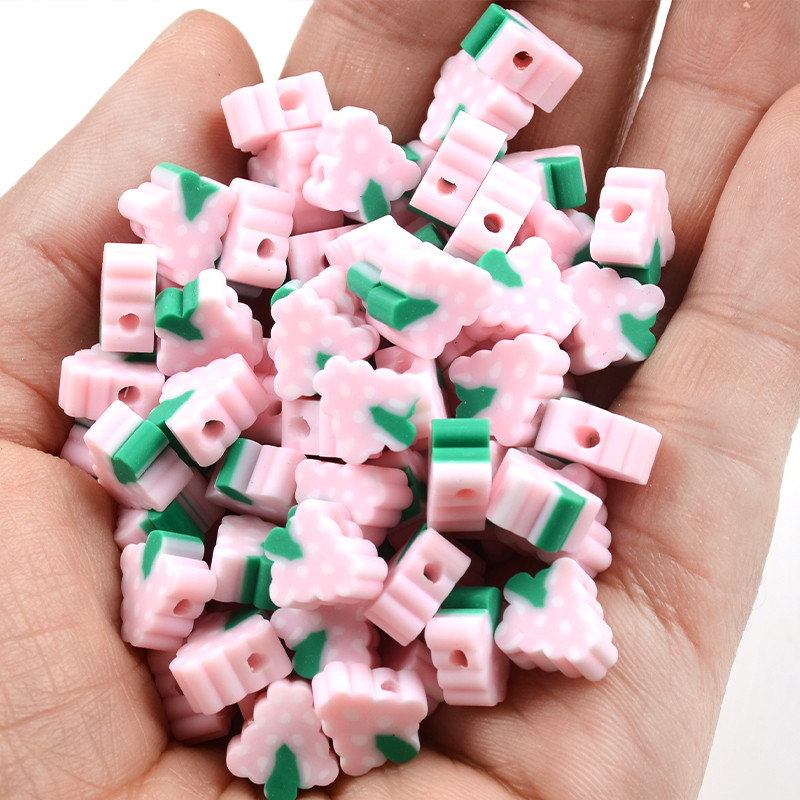 30 kom/Parta Ružičasti čips od grožđa Voće Perle od polimerske gline Labave perle odstojnika za izradu nakita Dodaci za DIY narukvice