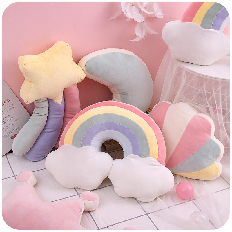 Mekani jastuk Princess Crown Punjeni jastuk za spavanje Djevojka Soba Dekor kauča Rainbow Cloud Star Studio slavnih Jastuk Poklon za nju