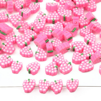30 τμχ/παρτίδα Ροζ Φρούτα Χάντρες Πολυμερές Πήλινες Χάντρες Chip Loose Spacer Beads for Jewelry Making DIY Handmade Bracelets