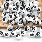 Bijele crne Tai Chi perle od polimerske gline odstojnik labave perle za izradu nakita Ručno izrađena narukvica s privjeskom Ogrlica DIY dodaci