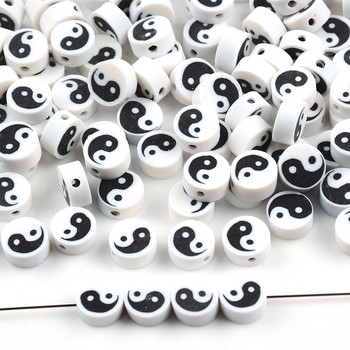 Λευκό μαύρο Tai Chi Polymer Clay Beads Spacer Loose Beads for Jewelry Making Handmade Charm βραχιόλι κολιέ DIY Αξεσουάρ
