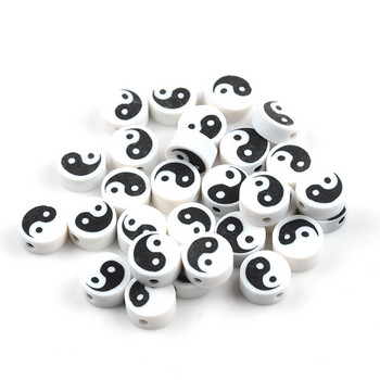 Λευκό μαύρο Tai Chi Polymer Clay Beads Spacer Loose Beads for Jewelry Making Handmade Charm βραχιόλι κολιέ DIY Αξεσουάρ