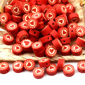 30 vnt./Lt Raudonos širdies rašto karoliukai polimero molio karoliukai laisvi tarpiniai karoliukai papuošalams gaminti Apyrankės „pasidaryk pats“ aksesuarai, karoliukai, amatai