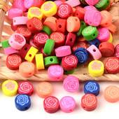 30 kom/Part Šarene perle od polimerske gline u obliku cvijeta ruže, labave perle s razmaknicama za izradu nakita, narukvica, DIY dodaci za nakit od perli