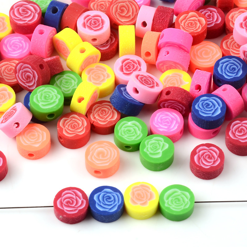 30 kom/Part Šarene perle od polimerske gline u obliku cvijeta ruže, labave perle s razmaknicama za izradu nakita, narukvica, DIY dodaci za nakit od perli