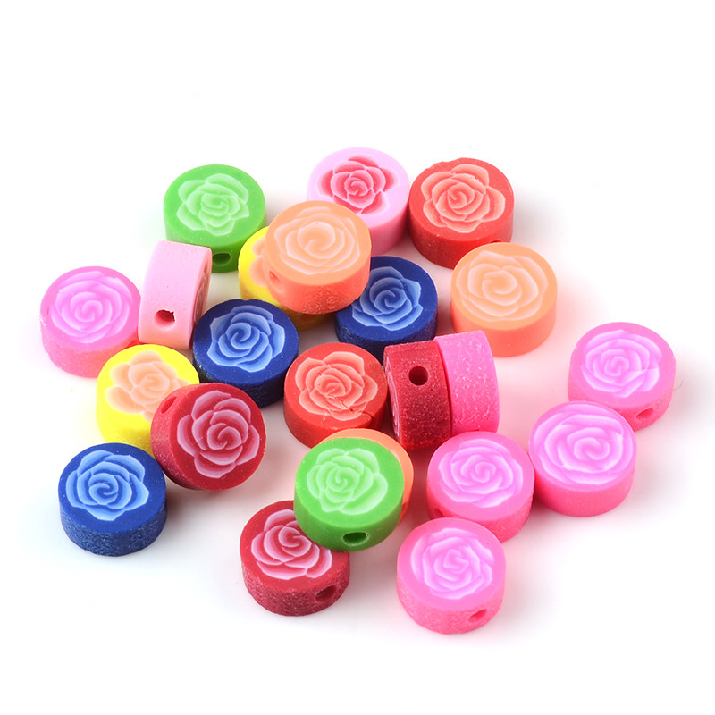 30 kom/Part Šarene perle od polimerske gline u obliku cvijeta ruže, labave perle s razmaknicama za izradu nakita, narukvica, DIY dodaci za nakit od perli