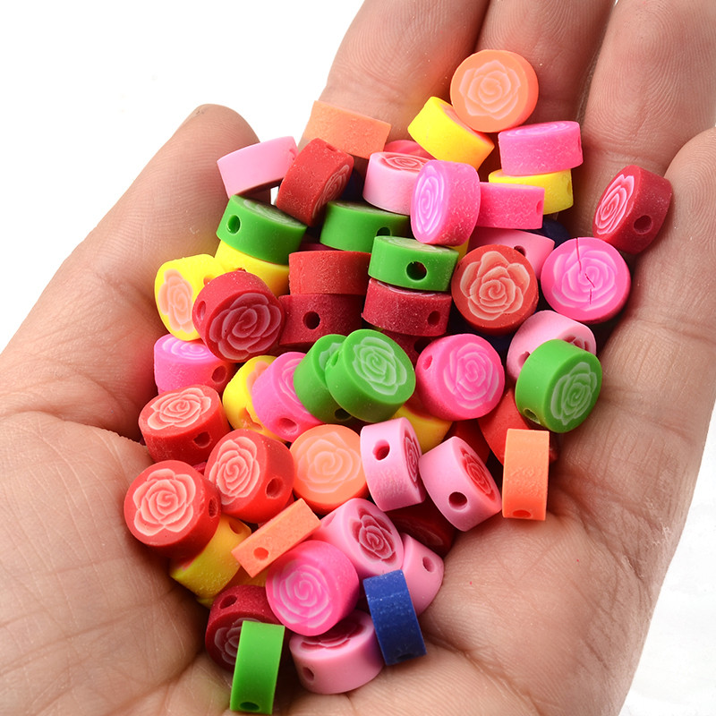 30 kom/Part Šarene perle od polimerske gline u obliku cvijeta ruže, labave perle s razmaknicama za izradu nakita, narukvica, DIY dodaci za nakit od perli