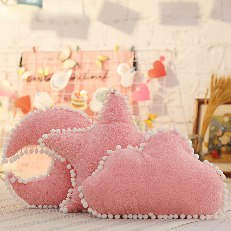 Oblak Plišani jastuk Ružičasto bijeli Punjeni mekani jastuk za bacanje zvijezda Moon Cushion Baby Kids Jastuk Sofa Home Decor Jastuk i jastuk za djevojčice