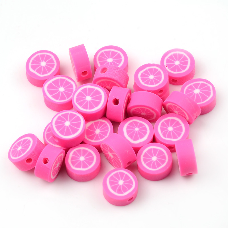 30pcs/Lot Rose Red Lemon Chips Voćne perle od polimerske gline Labave perle s odstojnicima za izradu nakita Dodaci za DIY narukvice