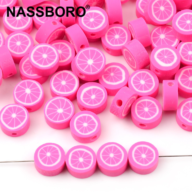 30pcs/Lot Rose Red Lemon Chips Voćne perle od polimerske gline Labave perle s odstojnicima za izradu nakita Dodaci za DIY narukvice