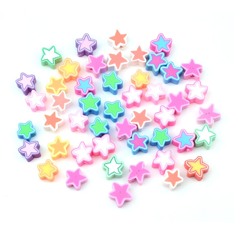 Mărgele de argilă moale, colorate, cu cinci colțuri, de aproximativ 10 mm, pentru fabricarea de bijuterii, brățări, colier, mărgele libere DIY