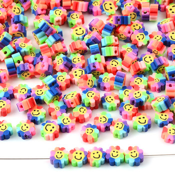 30 τεμ./Παρτίδα Smile Beads Σχήμα λουλουδιών ήλιου Πολυμερείς χάντρες από πηλό για κοσμήματα Κατασκευάζοντας Loose Spacer Beads Αξεσουάρ βραχιολιών DIY
