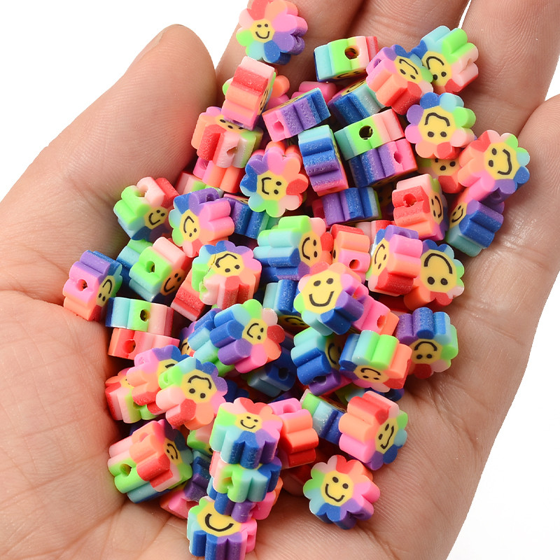 30 kom/Part Perle za osmijeh u obliku Sunčanog cvijeta Perle od polimerske gline za izradu nakita Rasute razmaknice Perle DIY Dodaci za narukvice