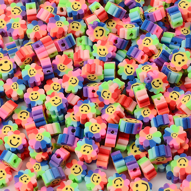 30 kom/Part Perle za osmijeh u obliku Sunčanog cvijeta Perle od polimerske gline za izradu nakita Rasute razmaknice Perle DIY Dodaci za narukvice