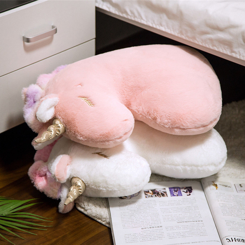 Kawaii Dream 50x35cm pūkuotas pliušinis užmerktomis akimis Vienaragis pagalvė INS stiliaus sofa namų dekoro pagalvėlė minkšta lėlė vaikiška žaislas Kalėdos