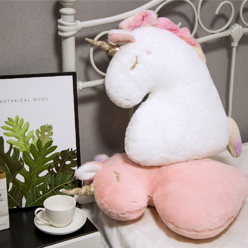 Kawaii Dream 50x35cm pūkuotas pliušinis užmerktomis akimis Vienaragis pagalvė INS stiliaus sofa namų dekoro pagalvėlė minkšta lėlė vaikiška žaislas Kalėdos