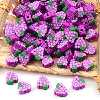 30 τμχ/παρτίδα Μωβ χάντρες φρούτων Πολυμερές πήλινες χάντρες Chip Loose Spacer Beads for Jewelry Making DIY Handmade Bracelets