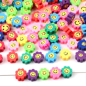 30 τμχ/Παρτίδα 10 χιλιοστών Smiley Beads Σχήμα λουλουδιών Πολυμερείς χάντρες από πηλό για κοσμήματα Κατασκευή πηλού Spacer Beads DIY Χειροποίητα αξεσουάρ