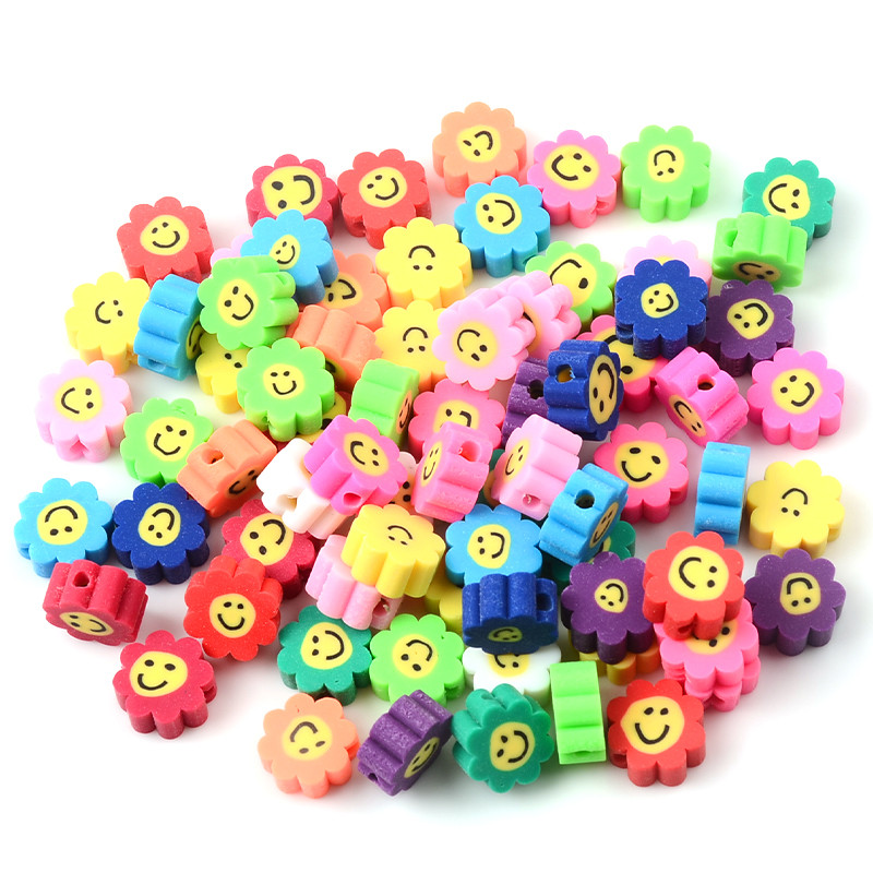 30 vnt. / partijoje 10 mm šypsenėlių karoliukai gėlių formos polimeriniai moliniai karoliukai papuošalams gaminti molio tarpiklio karoliukai „pasidaryk pats“ rankų darbo priedai