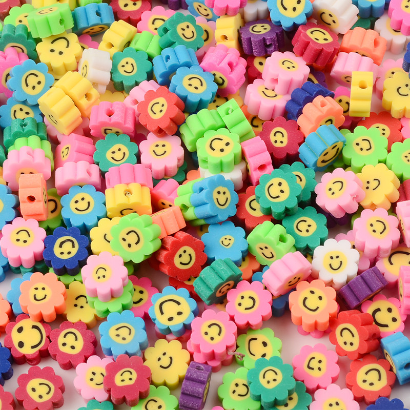 30 vnt. / partijoje 10 mm šypsenėlių karoliukai gėlių formos polimeriniai moliniai karoliukai papuošalams gaminti molio tarpiklio karoliukai „pasidaryk pats“ rankų darbo priedai