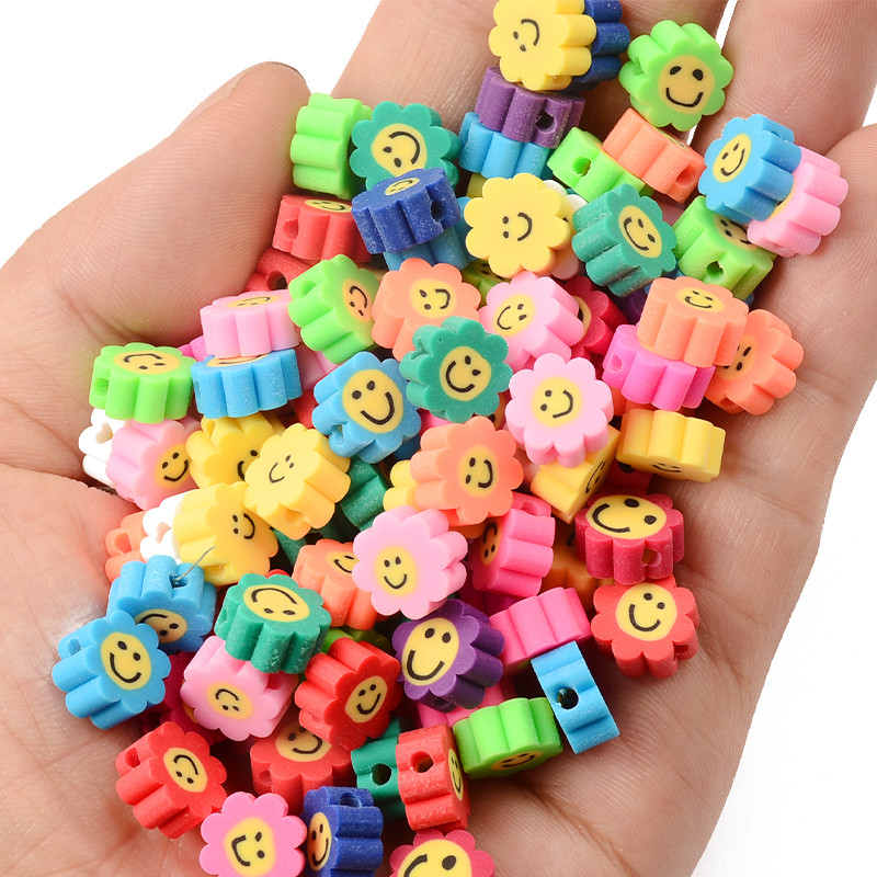 30 vnt. / partijoje 10 mm šypsenėlių karoliukai gėlių formos polimeriniai moliniai karoliukai papuošalams gaminti molio tarpiklio karoliukai „pasidaryk pats“ rankų darbo priedai