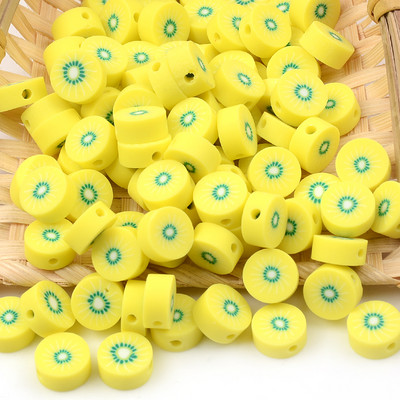 30 kom/lot žuti čips od kivija, perle od polimerske gline, labave perle za odstojnike za izradu nakita Dodaci za DIY narukvice
