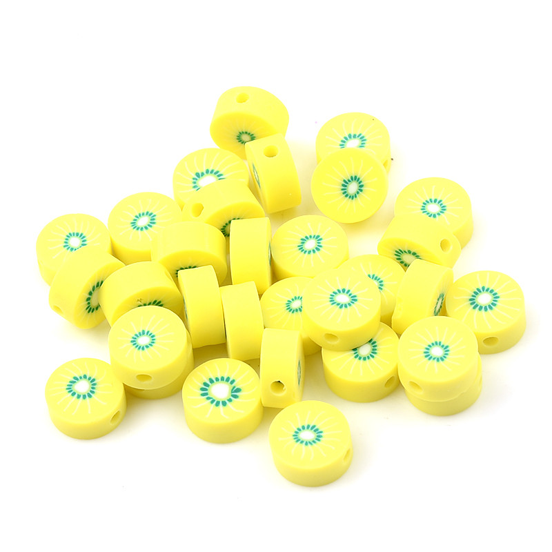 30 kom/lot žuti čips od kivija, perle od polimerske gline, labave perle za odstojnike za izradu nakita Dodaci za DIY narukvice