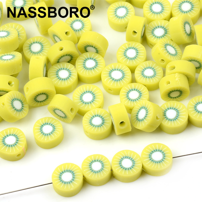 30 vnt / partija Mieli kivi traškučiai vaisių polimero molio karoliukai laisvi tarpiniai karoliukai papuošalams gaminti pasidaryk pats apyrankės papuošalai