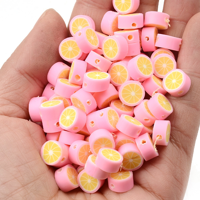 30 vnt. / siunta Gražūs citrinų drožlės vaisiai polimeriniai moliniai karoliukai laisvi tarpiniai karoliukai papuošalams gaminti „pasidaryk pats“ apyrankių priedai