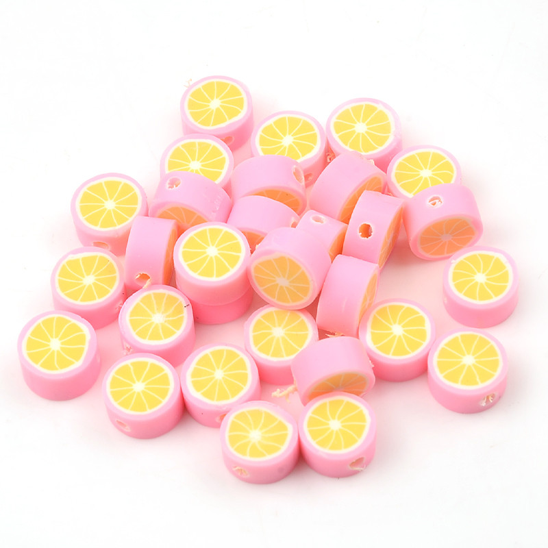 30 vnt. / siunta Gražūs citrinų drožlės vaisiai polimeriniai moliniai karoliukai laisvi tarpiniai karoliukai papuošalams gaminti „pasidaryk pats“ apyrankių priedai