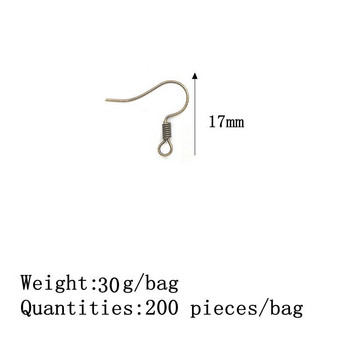2021 Νέο 17 χιλιοστά 200 τεμάχια/τσάντα Χάλκινο χρυσό ελατήριο κούμπωμα αυτιού κούμπωμα σκουλαρίκια κούμπωμα DIY σκουλαρίκια Κοσμήματα Findings Components