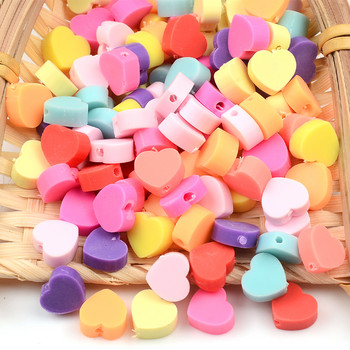 Цветни сърца Мъниста от полимерна глина Свободни дистанционни дискови мъниста за изработка на бижута Ръчно изработени аксесоари за гривни Направи си сам