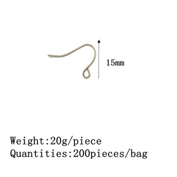 2021 New Fashion 15mm 200 τεμάχια/τσάντα Μπρονζέ χρυσά κουμπώματα γάντζοι Σκουλαρίκια κούμπωμα DIY σκουλαρίκια Κοσμήματα Findings Components
