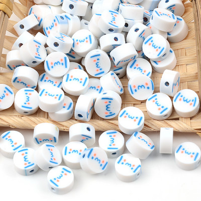 30 kom/Part Bijele perle za lice Perle od polimerske gline Labave odstojne perle za izradu nakita DIY Dodaci za narukvice Rukotvorine od perli