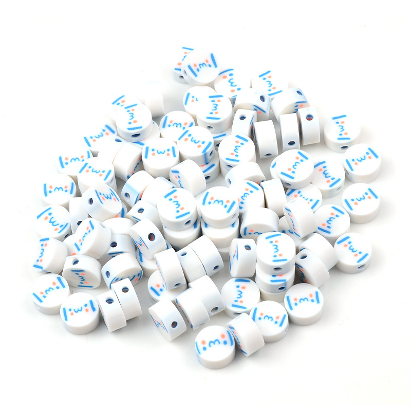 30 kom/Part Bijele perle za lice Perle od polimerske gline Labave odstojne perle za izradu nakita DIY Dodaci za narukvice Rukotvorine od perli