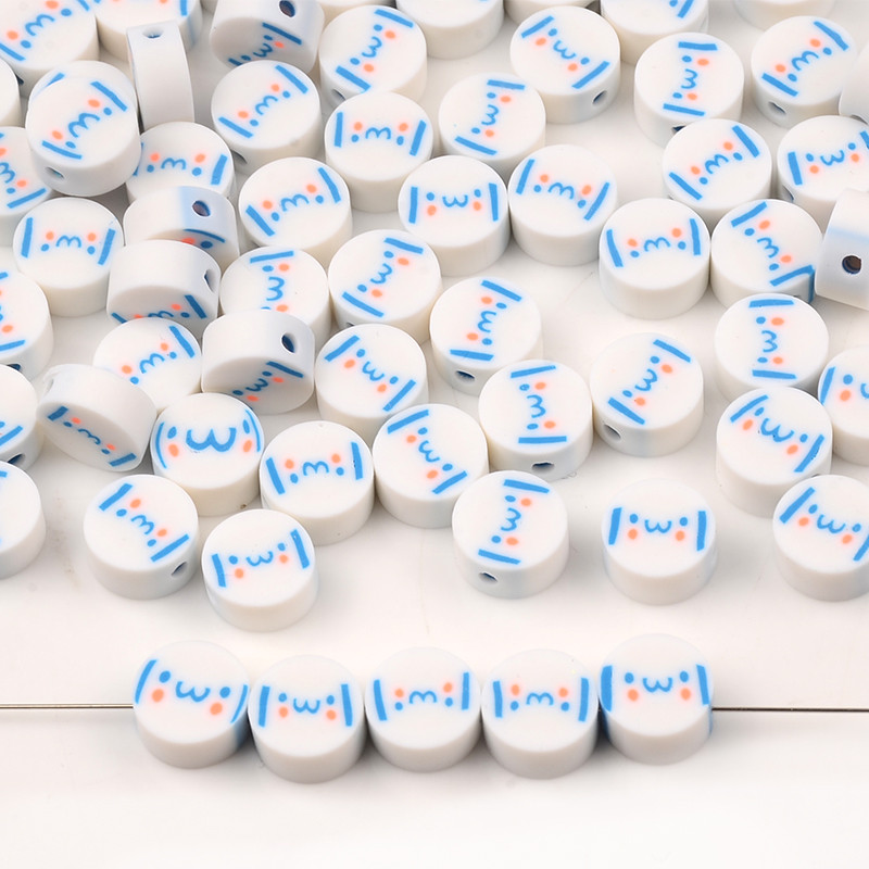 30 kom/Part Bijele perle za lice Perle od polimerske gline Labave odstojne perle za izradu nakita DIY Dodaci za narukvice Rukotvorine od perli