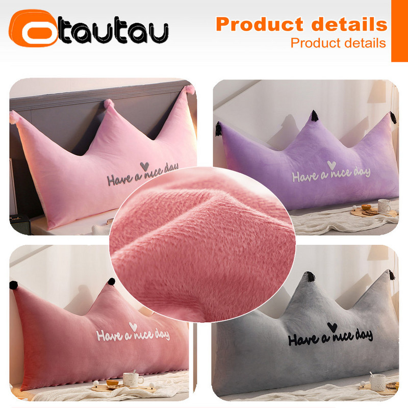 OTAUTAU Princess slatka ružičasta baršunasta kruna jastučnica bez ukrasa za krevet Naslon za glavu Naslon za leđa Navlaka za jastuk