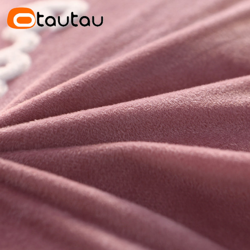 OTAUTAU Princess slatka ružičasta baršunasta kruna jastučnica bez ukrasa za krevet Naslon za glavu Naslon za leđa Navlaka za jastuk