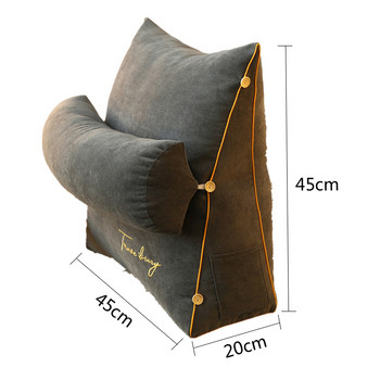 Μεγάλο μονόχρωμο κεντημένο τριγωνικό μαξιλάρι, μαλακό βελούδινο καναπέ-κρεβάτι με σφήνα Μαξιλάρι ανάγνωσης πλάτης, μαξιλάρι στήριξης πλάτης για κρεβάτι