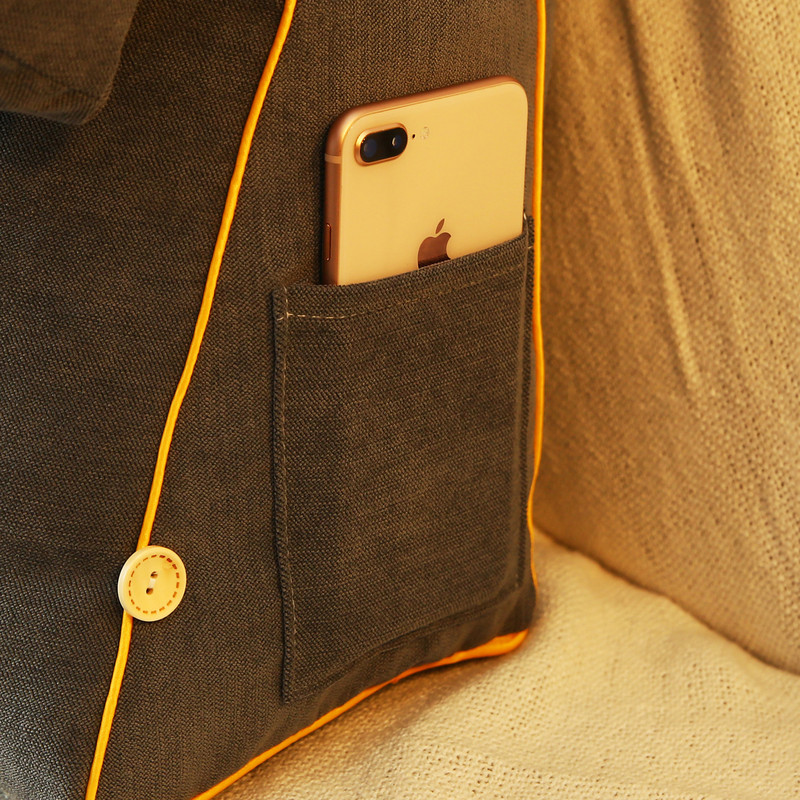 Nagy, egyszínű hímzett háromszög párna, puha plüss ékes kanapéágy háttámla olvasópárna, háttámla párna ágyhoz