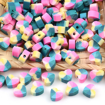 3 είδη χρωμάτων Heart Loose Polymer Clay Beads Spacer Disc Beads for Jewelry Making Handmade DIY αξεσουάρ βραχιολιών