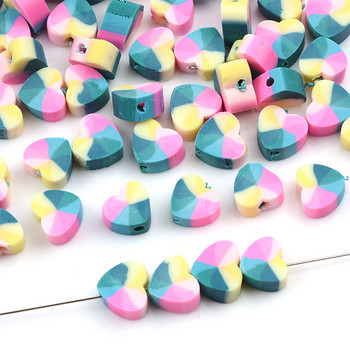 3 είδη χρωμάτων Heart Loose Polymer Clay Beads Spacer Disc Beads for Jewelry Making Handmade DIY αξεσουάρ βραχιολιών