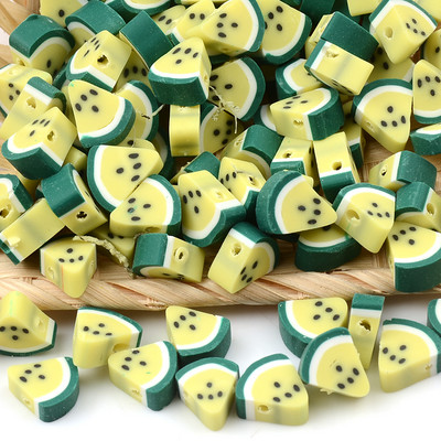 30 kom/lot Žuti čips od lubenice, voćne perle od polimerske gline, labave perle s odstojnicima za izradu nakita Dodaci za DIY narukvice