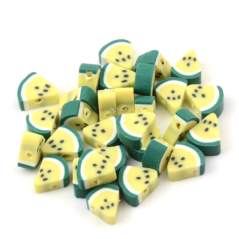 30 kom/lot Žuti čips od lubenice, voćne perle od polimerske gline, labave perle s odstojnicima za izradu nakita Dodaci za DIY narukvice