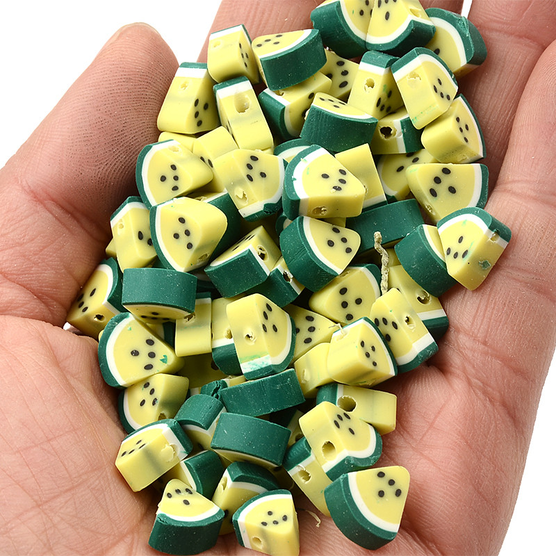 30 kom/lot Žuti čips od lubenice, voćne perle od polimerske gline, labave perle s odstojnicima za izradu nakita Dodaci za DIY narukvice