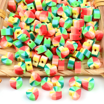 Srca u boji, labave perle od polimerske gline, disk odstojne perle za izradu nakita, ručno rađeni dodaci za narukvice DIY