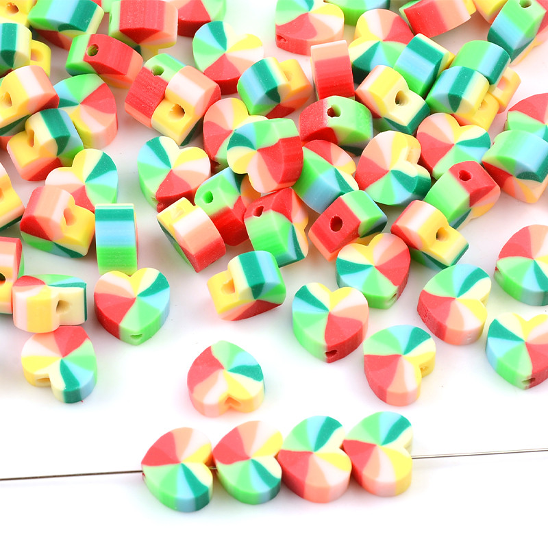 Srca u boji, labave perle od polimerske gline, disk odstojne perle za izradu nakita, ručno rađeni dodaci za narukvice DIY