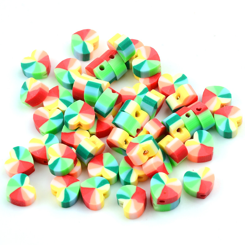 Srca u boji, labave perle od polimerske gline, disk odstojne perle za izradu nakita, ručno rađeni dodaci za narukvice DIY