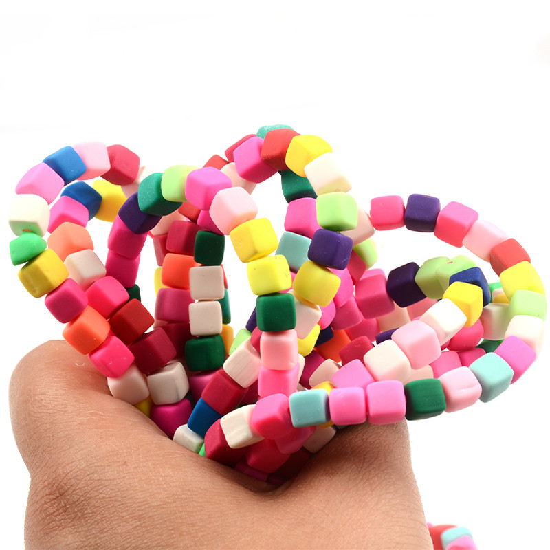 Šarene kockaste perle od 6 mm Perle od polimerske gline Odstojnik Slobodne četvrtaste perle za izradu nakita Narukvica s privjeskom Ogrlica DIY dodaci