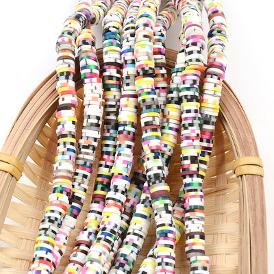 Otprilike 300~320 komada 6 mm crne i bijele ravne okrugle perle od polimerske gline Chip Disk labavi odstojnik Ručno izrađene perle za izradu nakita DIY